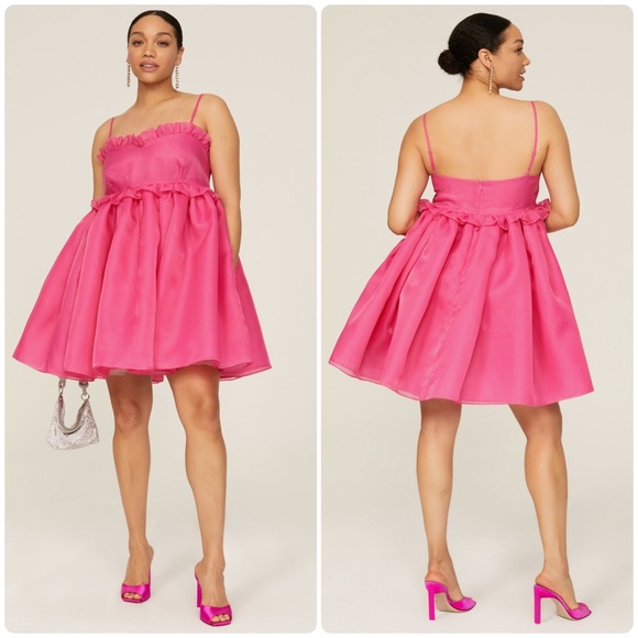 Selkie Sz 5X The Cali Rosebud Babydoll Organza Dress Hot Pink - Picture 3 of 14